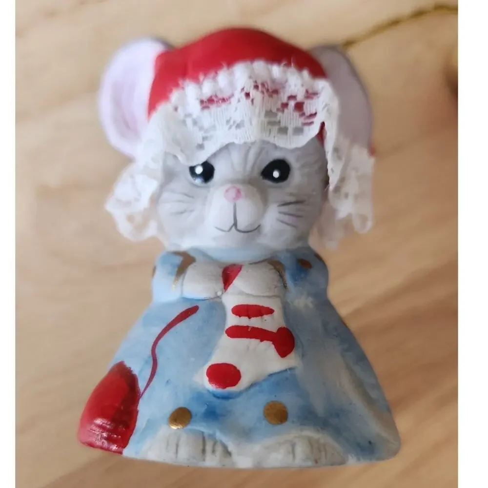 Lot 3 Vintage Jasco Bisque Porcelain Taiwan Caring Critter Chimer Bell Ornaments